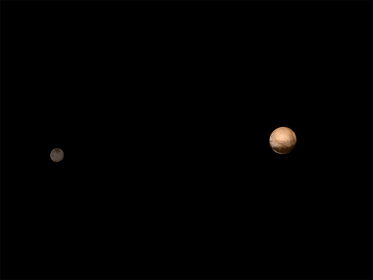 Sonda New Horizon capta imagens de Plutão e de sua lua Charon (Fonte: Nasa)